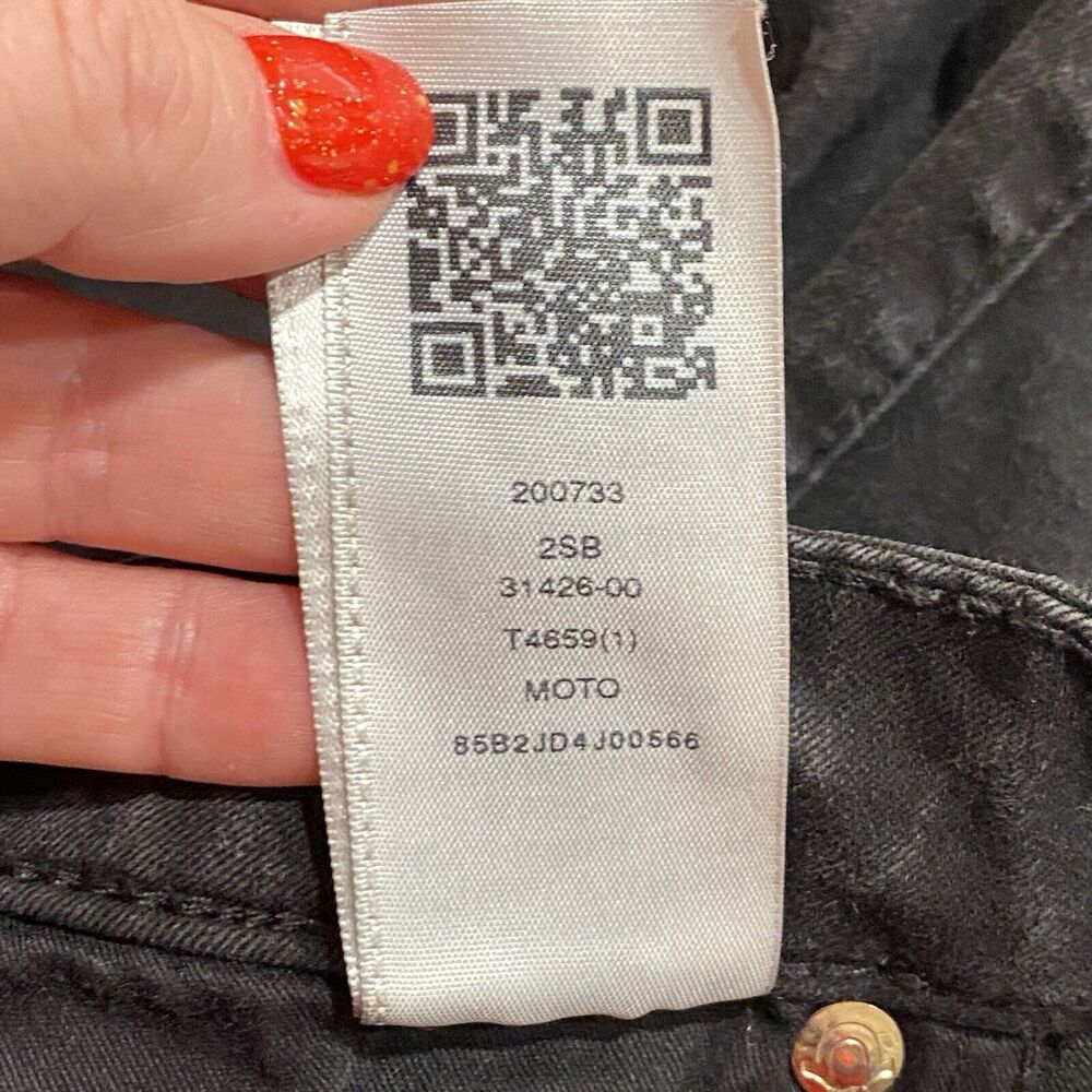 True Religion Womens 31 Moto Super Skinny Jeans Faded Black Zip Pockets Stretch - Picture 10 of 14